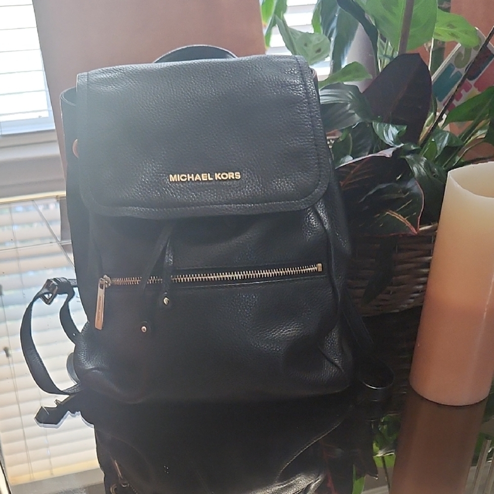 Michael Kors Black Leather Backpack